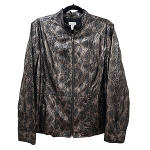 Chico's Snakeskin Print Jacket - Black and Gray